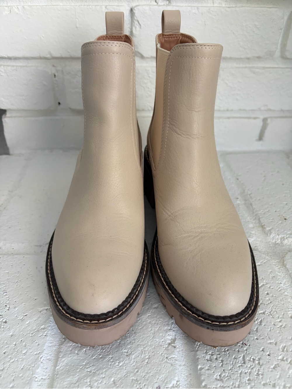 Nordstrom Light Beige Platform Chelsea Booties